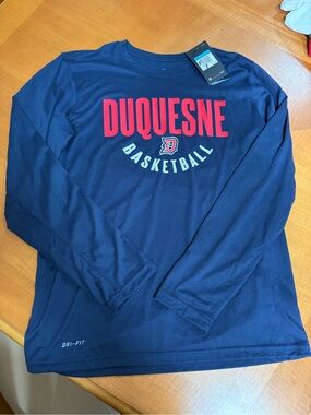 NWT Duquesne Basketball Navy Long Sleeve Dri-Fit Shirt